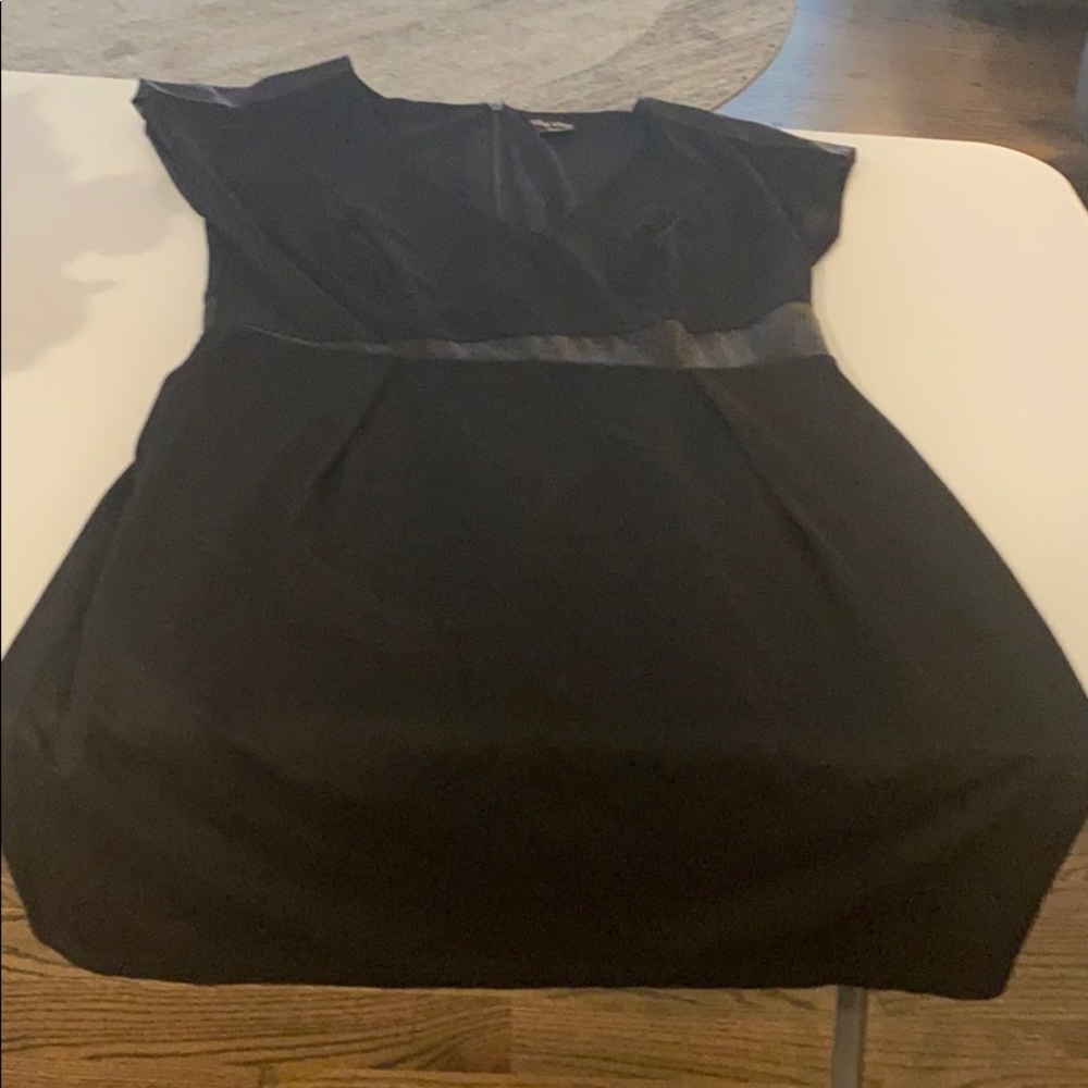Black leather emphasized dress